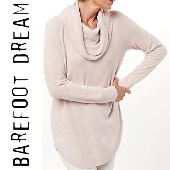 Barefoot Dreams CozyChic Ultra Lite Coastal Cowl Neck Tunic S Cozy Long Sweater - Picture 1 of 11